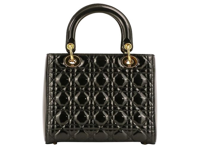 Borsa Christian Dior Lady Cannage in vernice Nero - vista 2