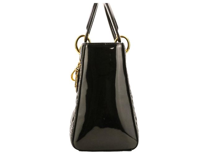 Borsa Christian Dior Lady Cannage in vernice Nero - vista 3