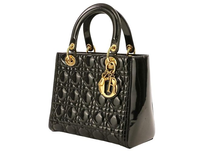 Borsa Christian Dior Lady Cannage in vernice Nero - vista 5