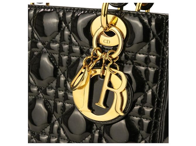Borsa Christian Dior Lady Cannage in vernice Nero - vista 6