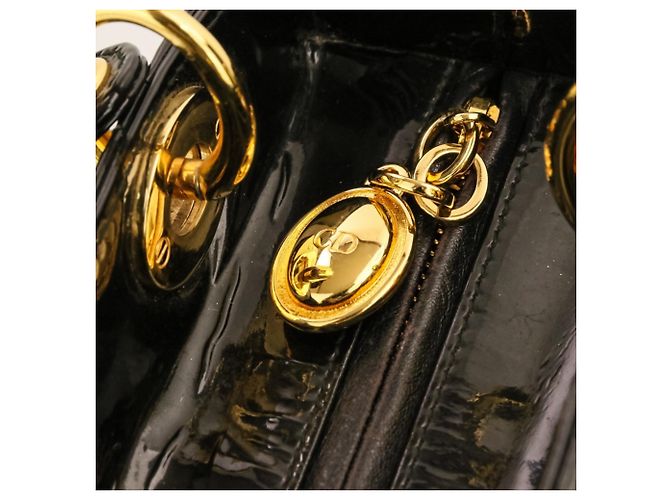 Borsa Christian Dior Lady Cannage in vernice Nero - vista 7