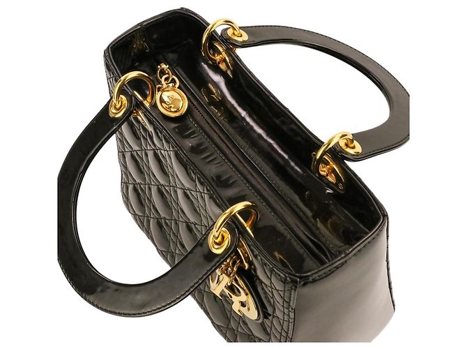 Borsa Christian Dior Lady Cannage in vernice Nero - vista 8