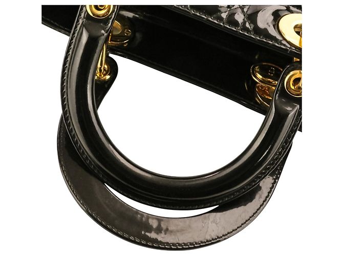 Borsa Christian Dior Lady Cannage in vernice Nero - vista 9