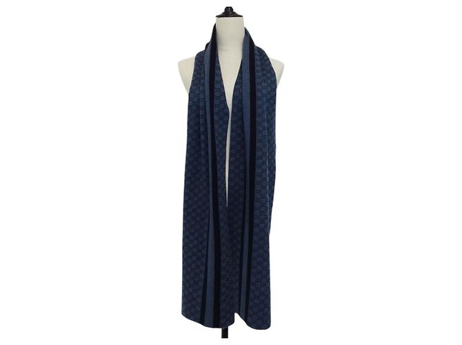 Gucci GG Wollstrick Schal/Muffler Marineblau Dunkelblau - Ansicht 2