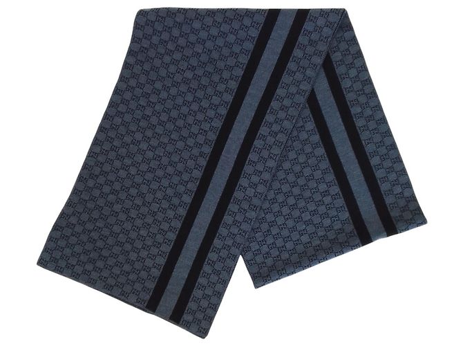 Gucci GG Wollstrick Schal/Muffler Marineblau Dunkelblau - Ansicht 3
