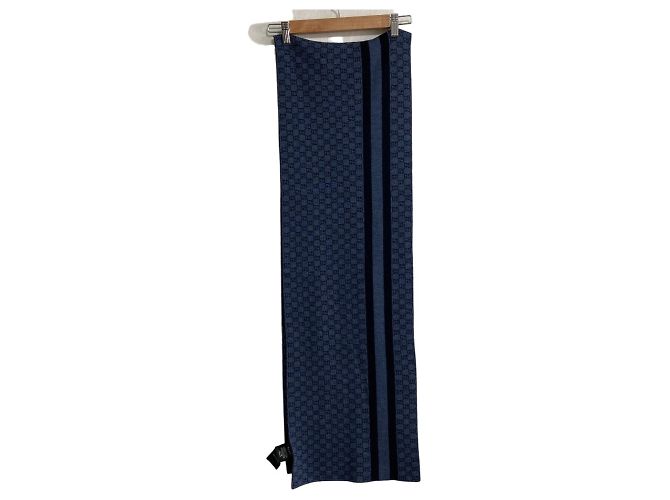 Gucci GG Wollstrick Schal/Muffler Marineblau Dunkelblau - Ansicht 7