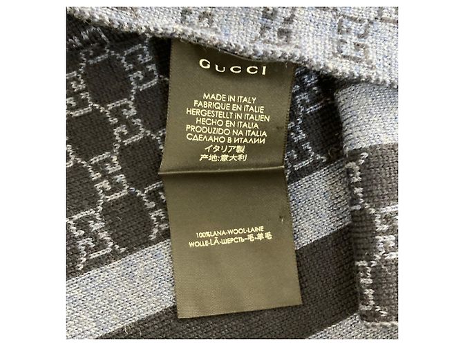 Gucci GG Wollstrick Schal/Muffler Marineblau Dunkelblau - Ansicht 9