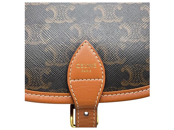 Céline Borsa a tracolla Celine Triomphe Folco Medium in pelle Marrone - vista 13