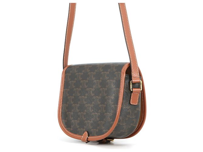 Céline Borsa a tracolla Celine Triomphe Folco Medium in pelle Marrone - vista 2