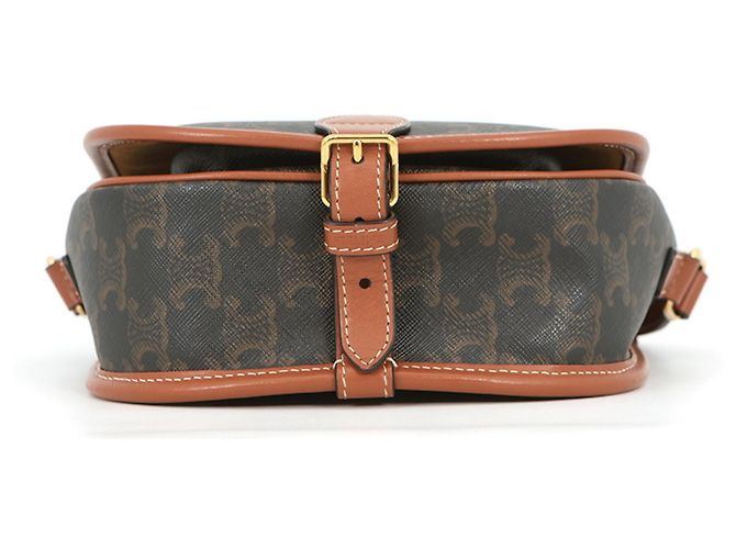 Céline Borsa a tracolla Celine Triomphe Folco Medium in pelle Marrone - vista 3