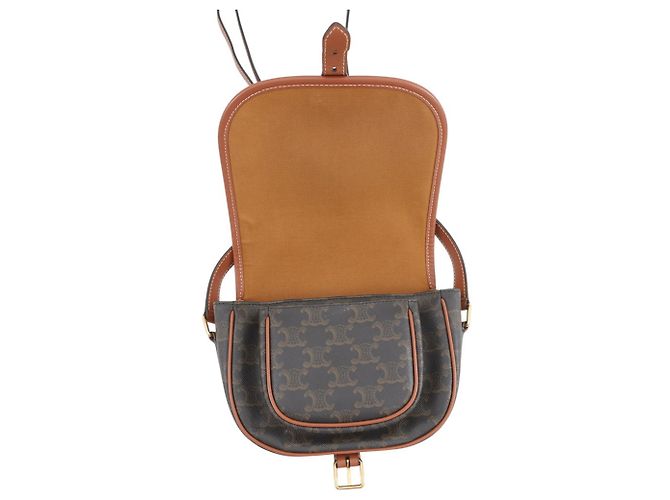 Céline Borsa a tracolla Celine Triomphe Folco Medium in pelle Marrone - vista 5