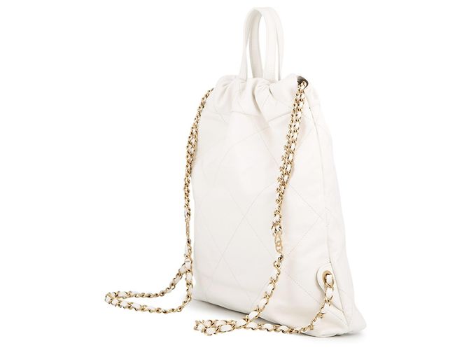 Borsa Chanel AS3859 in vitello lucido bianco - vista 2