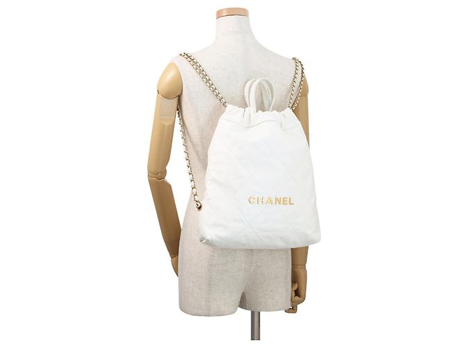 Borsa Chanel AS3859 in vitello lucido bianco - vista 4