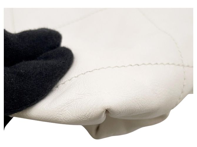 Borsa Chanel AS3859 in vitello lucido bianco - vista 7