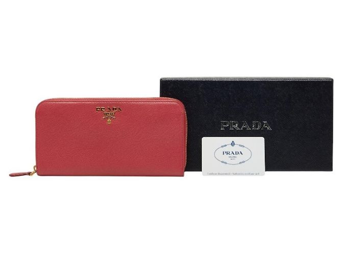 Portafoglio lungo in pelle Saffiano rosa Peonia Prada - vista 10