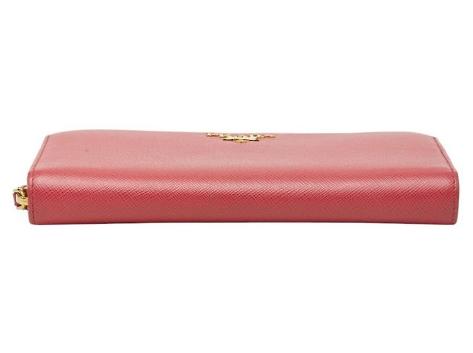 Portafoglio lungo in pelle Saffiano rosa Peonia Prada - vista 3
