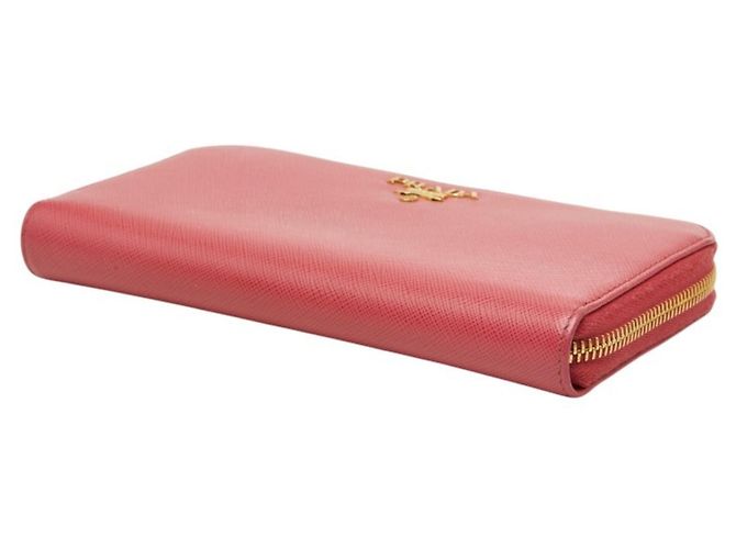 Portafoglio lungo in pelle Saffiano rosa Peonia Prada - vista 4