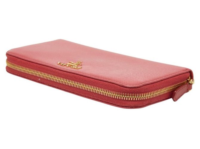 Portafoglio lungo in pelle Saffiano rosa Peonia Prada - vista 5