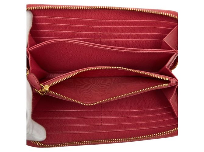 Portafoglio lungo in pelle Saffiano rosa Peonia Prada - vista 7