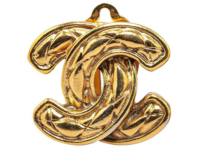 Pendientes Chanel Matelassé Coco Mark Clip en Oro Dorado - vista 3