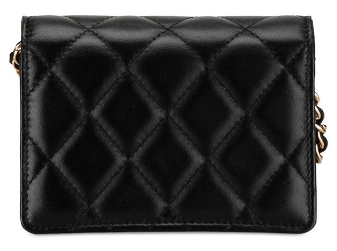 Mini borsa a tracolla Chanel Matelassé Coco Mark Camellia Nero - vista 3