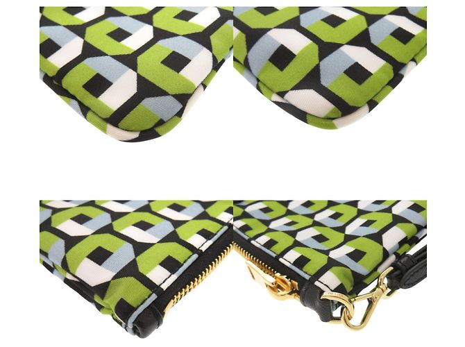Pochette de nylon Prada Negro Verde - vista 4