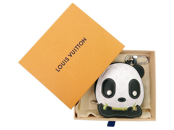 Portachiavi Louis Vuitton LV Panda Monogram Marrone Nero Bianco - vista 2