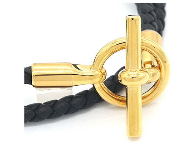 Hermès Bracciale Glenan Double Tour Hermes Nero Giallo - vista 3