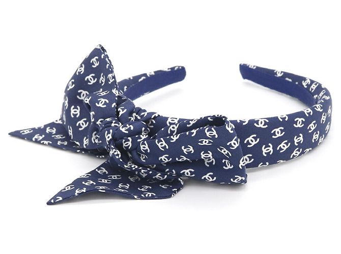 Cerchietto Alice in seta blu navy Chanel - vista 2