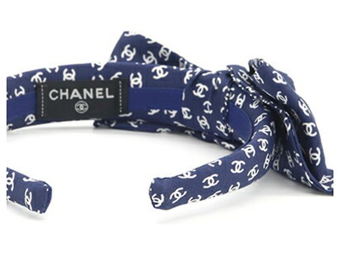 Cerchietto Alice in seta blu navy Chanel - vista 3