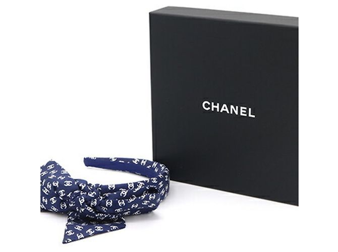 Cerchietto Alice in seta blu navy Chanel - vista 7