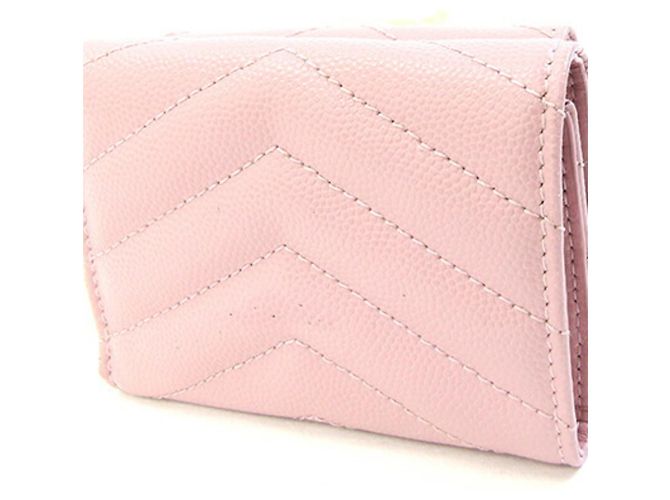 Saint Laurent Tri-fold Wallet aus rosa Leder Schwarz Pink - Ansicht 2