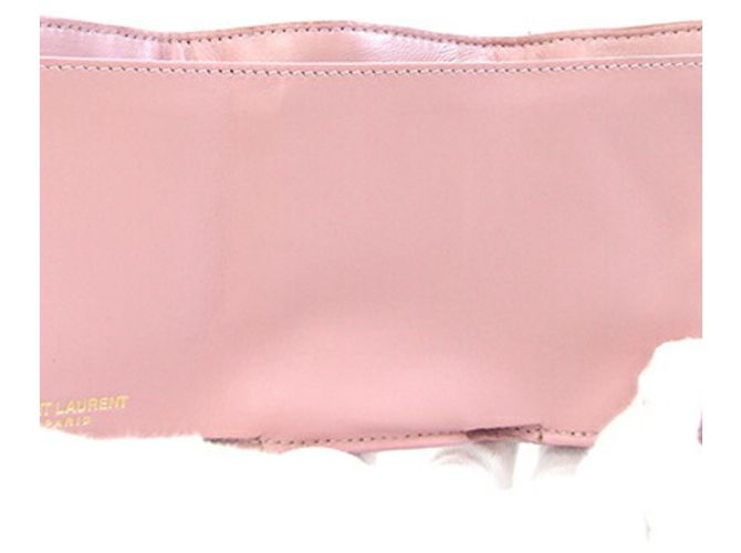 Saint Laurent Tri-fold Wallet aus rosa Leder Schwarz Pink - Ansicht 4