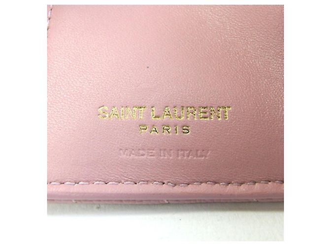 Saint Laurent Tri-fold Wallet aus rosa Leder Schwarz Pink - Ansicht 5