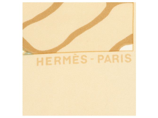 Silk In Hermès Hermes Carre 90 Les Perroquets Parrot Sciarpa di Seta Beige - vista 10