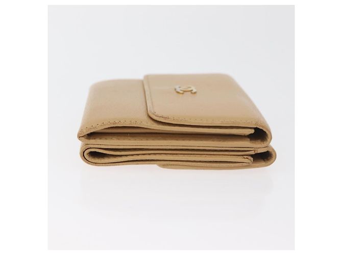 Chanel CC Trifold Leather Beige - vista 3
