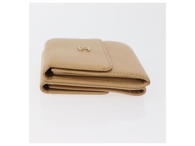 Chanel CC Trifold Leather Beige - vista 4