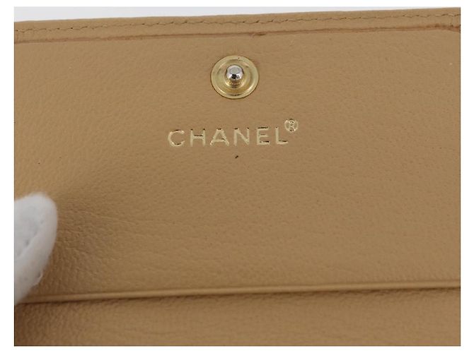 Chanel CC Trifold Leather Beige - vista 6