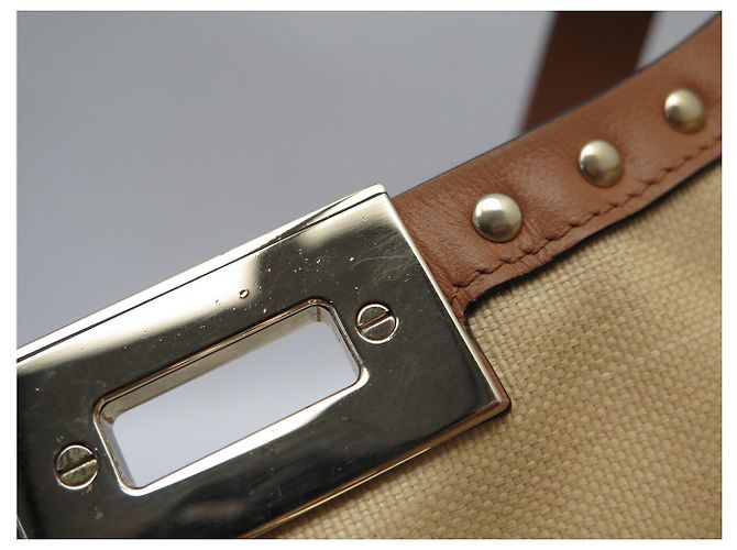 BORSA TOTE VALENTINO ROCKSTUD IN RAFIA E PELLE Beige - vista 11