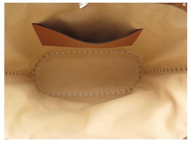BORSA TOTE VALENTINO ROCKSTUD IN RAFIA E PELLE Beige - vista 9