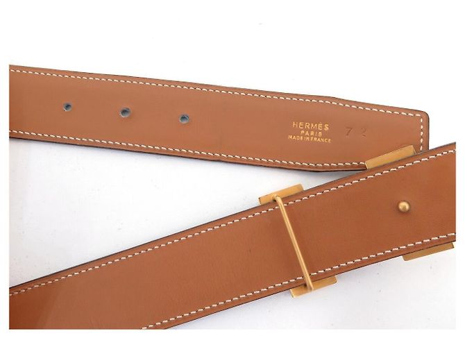 Hermès VINTAGE HERMES GÜRTEL H SCHNALLEN 32MM REVERSIBLES LEDER 72 BOX GRAU GOLD GÜRTEL - Ansicht 12