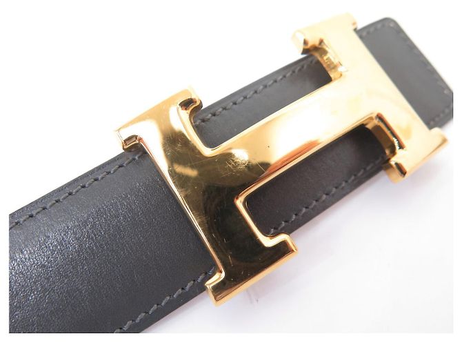 Hermès VINTAGE HERMES GÜRTEL H SCHNALLEN 32MM REVERSIBLES LEDER 72 BOX GRAU GOLD GÜRTEL - Ansicht 16
