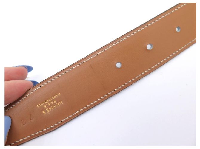 Hermès VINTAGE HERMES GÜRTEL H SCHNALLEN 32MM REVERSIBLES LEDER 72 BOX GRAU GOLD GÜRTEL - Ansicht 18