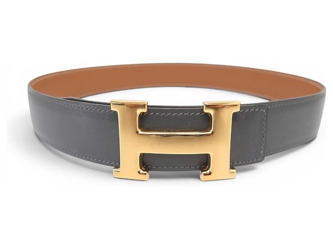 Hermès VINTAGE HERMES GÜRTEL H SCHNALLEN 32MM REVERSIBLES LEDER 72 BOX GRAU GOLD GÜRTEL - Ansicht 2
