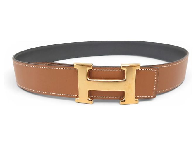 Hermès VINTAGE HERMES GÜRTEL H SCHNALLEN 32MM REVERSIBLES LEDER 72 BOX GRAU GOLD GÜRTEL - Ansicht 4