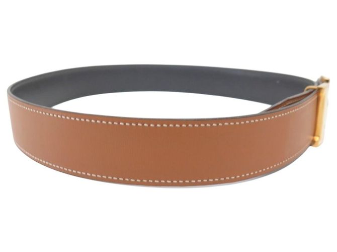 Hermès VINTAGE HERMES GÜRTEL H SCHNALLEN 32MM REVERSIBLES LEDER 72 BOX GRAU GOLD GÜRTEL - Ansicht 7