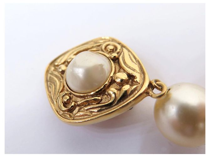 ORECCHINI VINTAGE CHANEL 1990 BAROCCHI DI PERLE CLIP D'oro - vista 11