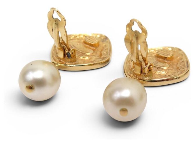 ORECCHINI VINTAGE CHANEL 1990 BAROCCHI DI PERLE CLIP D'oro - vista 4