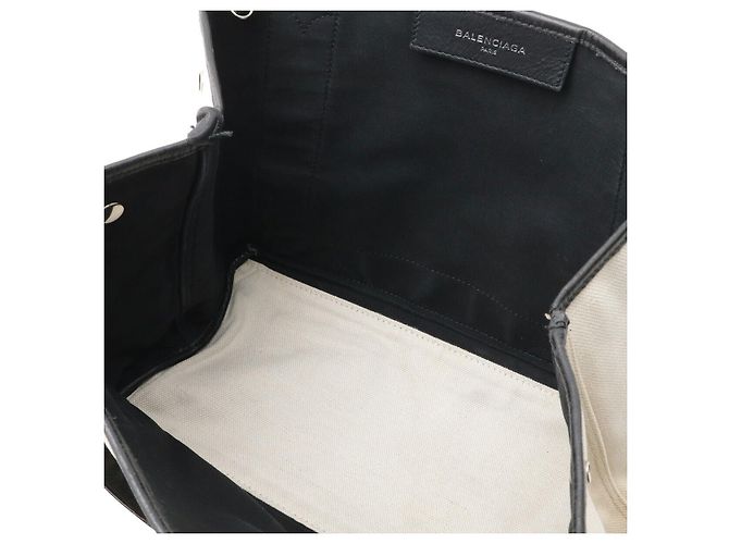 Borsa Tote Balenciaga Navy Cabas S Logo Nero - vista 8
