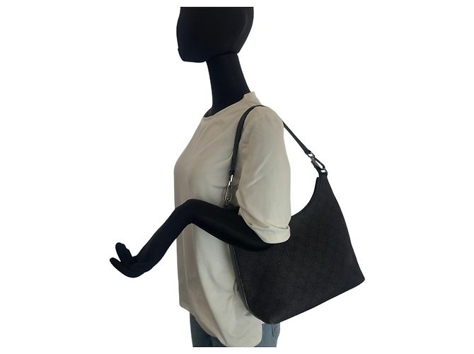 Borsa a tracolla Gucci GG Canvas e Pelle Nero - vista 7